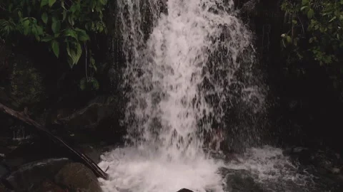 Close up footage of a slow moving cascade waterfall waters. HD Stock Footage 138716499