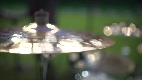 Close up footage of two drum sticks hitting a drum plates Stock Footage 83336348