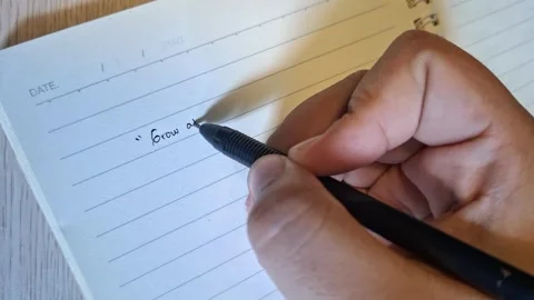 Close Up Footage: Writing Goals in Notebook Grow Concept Productivity Vídeo Stock 332893596