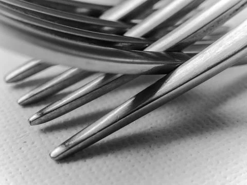 Close up of a fork with the letters A and D on it Stock Photos