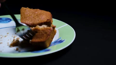 Close-up of a Fork Taking a Bite of Delicious Homemade Cake, Cozy Dessert Time 스톡 동영상 330434752