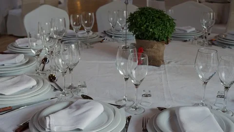 Close up of a formal round table Stock Footage 96940024