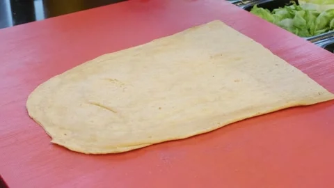 Close Up Forty Five Degree View of Lavash Bread for Cig Kofte Wrap Stockbeeldmateriaal 336213339