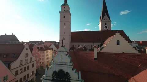 Close up fpv cinewoop shot of Ingolstadt Ratenhause Stock Footage 255087714
