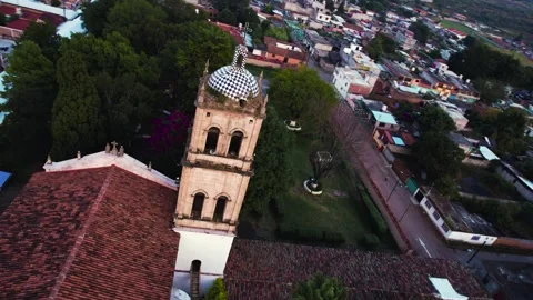 Close-up FPV panning shot of  Templo De Capula color-graded. 60fps Stock Footage 229918954