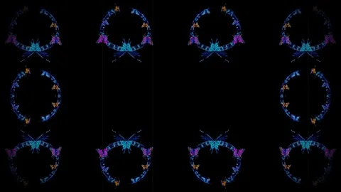 Close up frame of a pattern of flowers and butterflies on a black background Stock-Footage 267449688