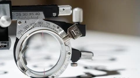 Close-up of a frame for testing a patient's vision. 写真素材