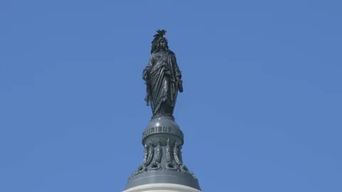 Close up of freedom statue on the us capitol building in washington Video stock 74830690