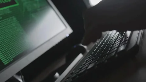 Close up of freelancer's hands typing code on laptop Web application Stock-Footage 334586516