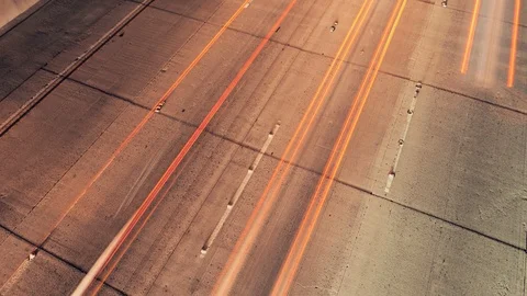 Close-up freeway from above at night timelapse abstract light trails asphalt Stock Footage 95891954
