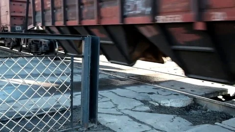 Close-up on freight train Stock Footage