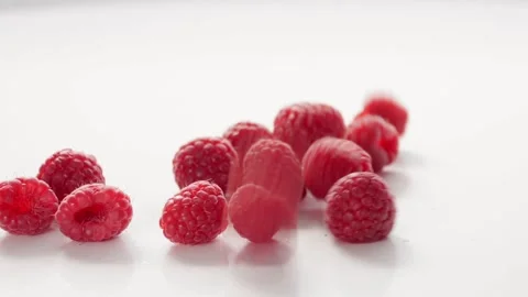 A Close-Up Of Fresh And Tasty Raspberry Rotating. Isolated, On White Background. 動画素材 237606379