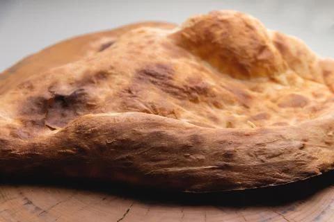 Close-up of fresh appetizing pita bread. delicious baked food Stock Photos
