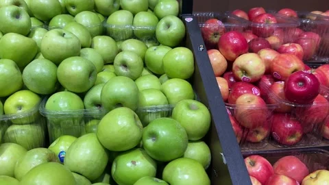 Close-up of fresh apples in various shades of red and green Stock Footage 295507804