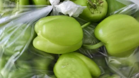 Close-up fresh bell peppers are rotating Stock Footage 248750776