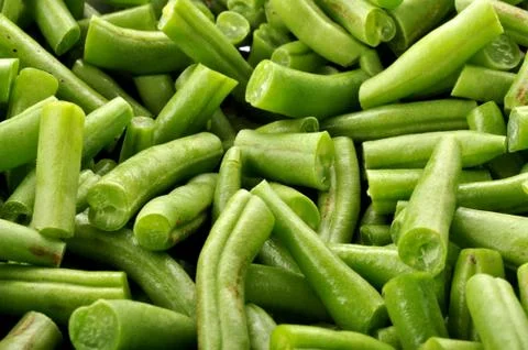 Close up of fresh cut green beans Stock Photos