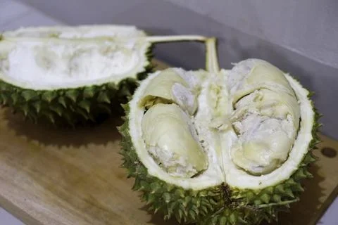 Close-up of fresh durian pulp Stock Photos