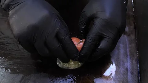 Close-up of a Fresh Egg Frying in a Hot Pan for Breakfast Stock Footage 331956426