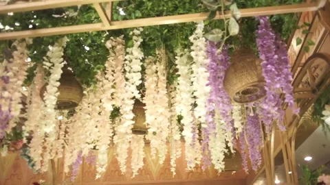 Close-up of Fresh Flower Arrangement for Elegant Wedding Decoration Stock Footage 341010261