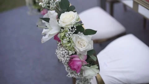 Close-up of Fresh Flower Arrangement for Elegant Wedding Decoration Stock Footage 341972478