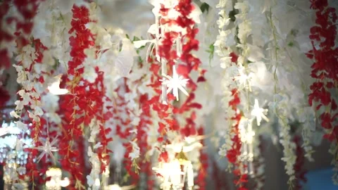 Close-up of Fresh Flower Arrangement for Elegant Wedding Decoration Stock Footage 342070367