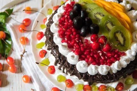 Close up of Fresh fruit cake Stock Photos