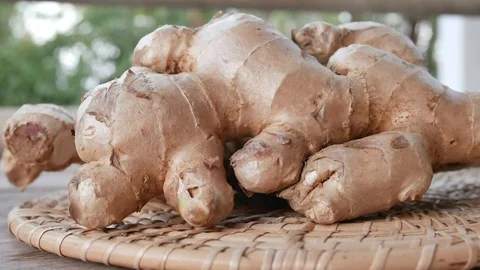 Close up fresh ginger. Stock Footage 85882180