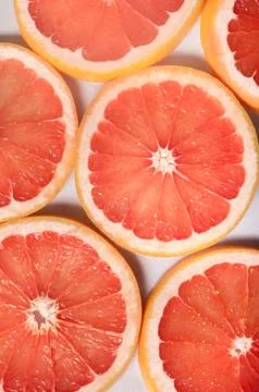 Close up of fresh grapefruit slices Stock Photos