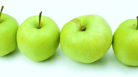 Close-up of a fresh-green apple.white background. Stock Footage 150712607
