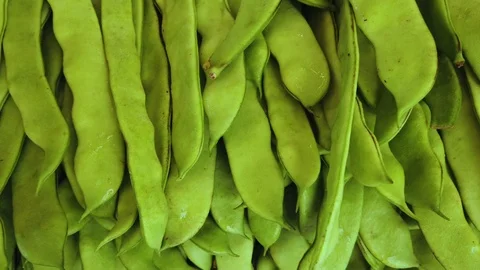 Close up of fresh green beans 스톡 동영상 114806011