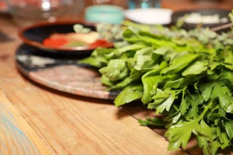 Close up of fresh herbs in a kitchen Stock Photos