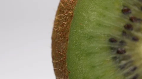 Close-Up Fresh Kiwi Cut Slice Of Fruit On White Background Stock Footage 127184737
