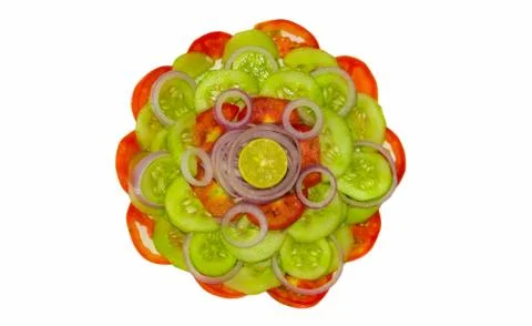 Close up of fresh mixed vegetable salad isolated Stock Photos
