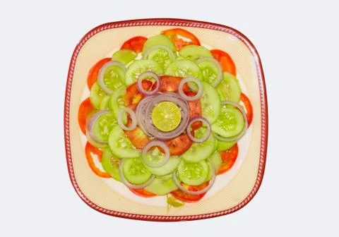 Close up of fresh mixed vegetable salad isolated Stock Photos