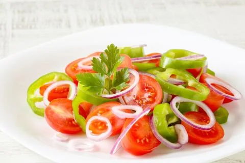 Close up of fresh, organic and healthy vegetable salad with cherry tomatoes, Stock Photos