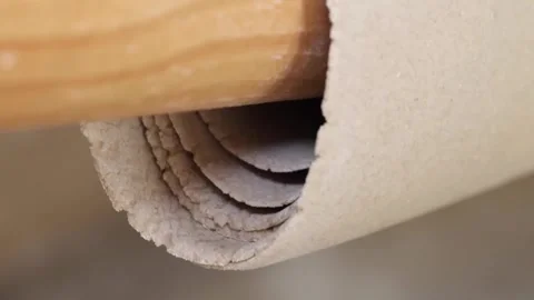 Close-up of Fresh Raw Dough Layers Being Rolled in Production Stock-Footage 333522956
