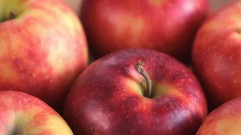 Close up of fresh red apples in the rotate basket Stock Footage 167549895
