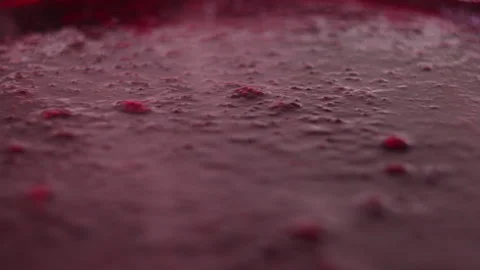 Close up of Fresh Red Berry Puree or Healthy Fruit Smoothie Background Stock Footage 339651445