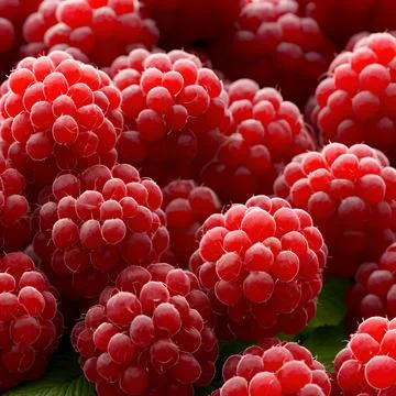 Close up of fresh Red Raspberries, generative art by A.I. Stock Photos