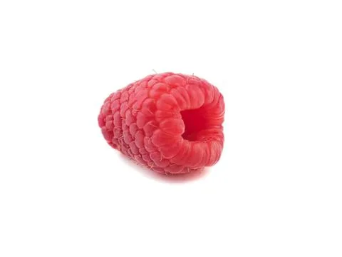 Close-up of fresh red raspberry on white background Stock Photos