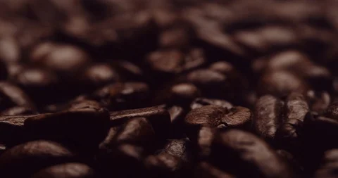Close-up of fresh roasted dark brown espresso coffee beans Stock Footage 121062833