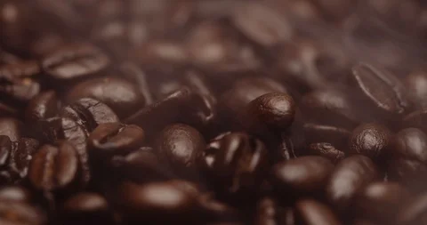 Close-up of fresh roasted dark brown espresso coffee beans Stock Footage 121062921