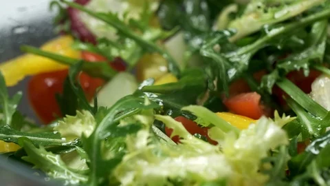 Close up of Fresh Salad Stock Footage 125398196