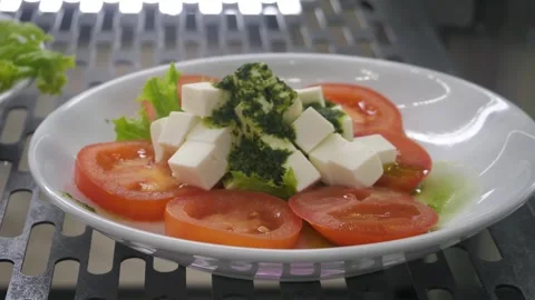 Close-up of a fresh salad plate. Stock Footage 309561885