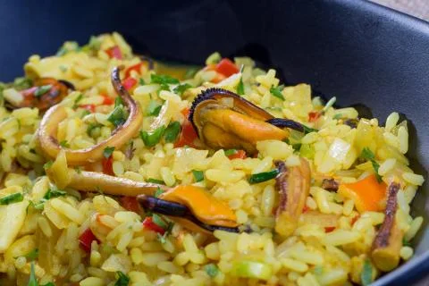 Close up of fresh seafood risotto Stock Photos