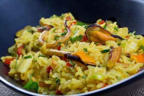 Close up of fresh seafood risotto Stock Photos