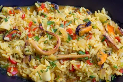 Close up of fresh seafood risotto Stock Photos