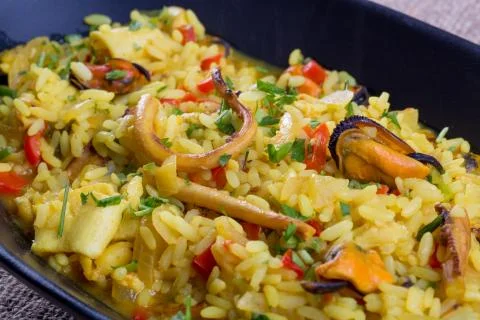 Close up of fresh seafood risotto Stock Photos