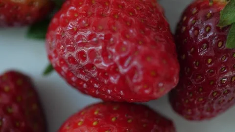 Close up of fresh strawberries Stock Footage 160559349
