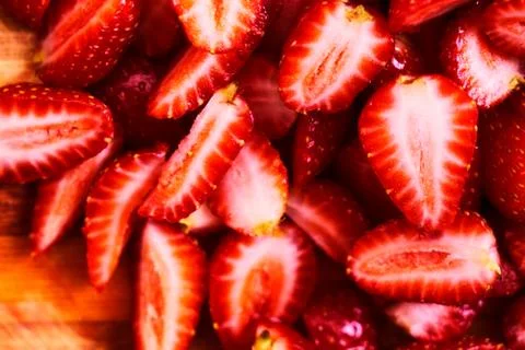 Close-up of fresh strawberries on the table Stock Photos